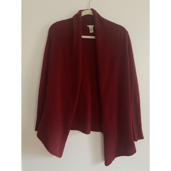 READ! White + Warren Sz S Women's Long Sleeve Cashmere Cardigan Sweater Red Soft - Picture 3 of 8
